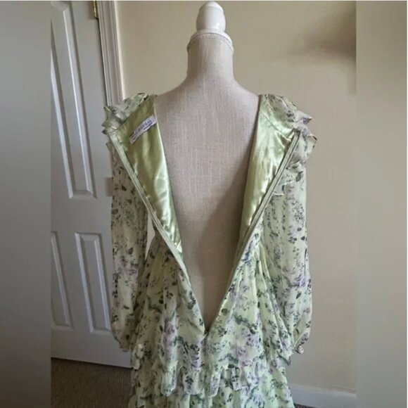 Mac Duggal Tiered A-line Maxi Chiffon Floral Gown maxi Dress size 6 - Picture 8 of 13